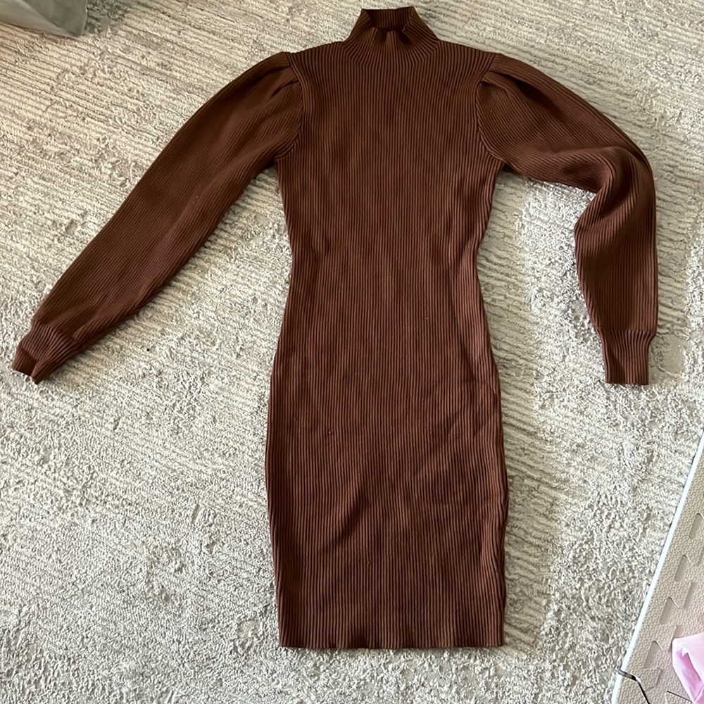 Brown Turtle Neck Dress